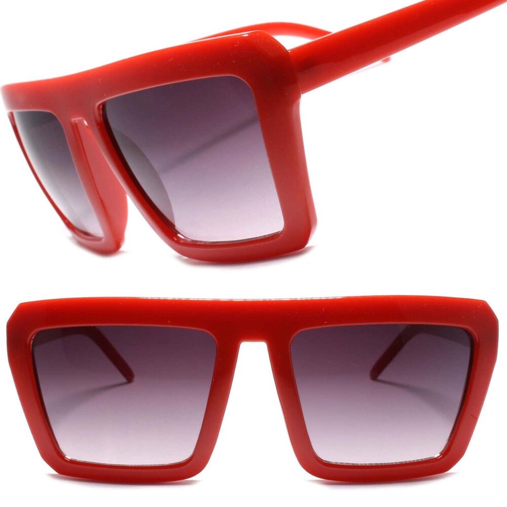 Classic Old Fashioned 80s 90s Retro Hip Hop Mens Womens Square Red Sunglasses